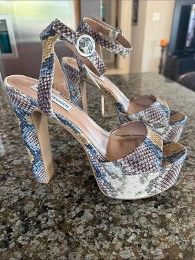 Steve Madden Multitone Snake-Print Platform Heels